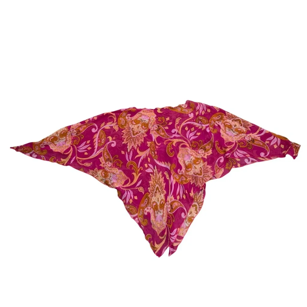 Echo Silk Shawl Pink Paisley Sheer Lightweight Bohemian Accessory One Size